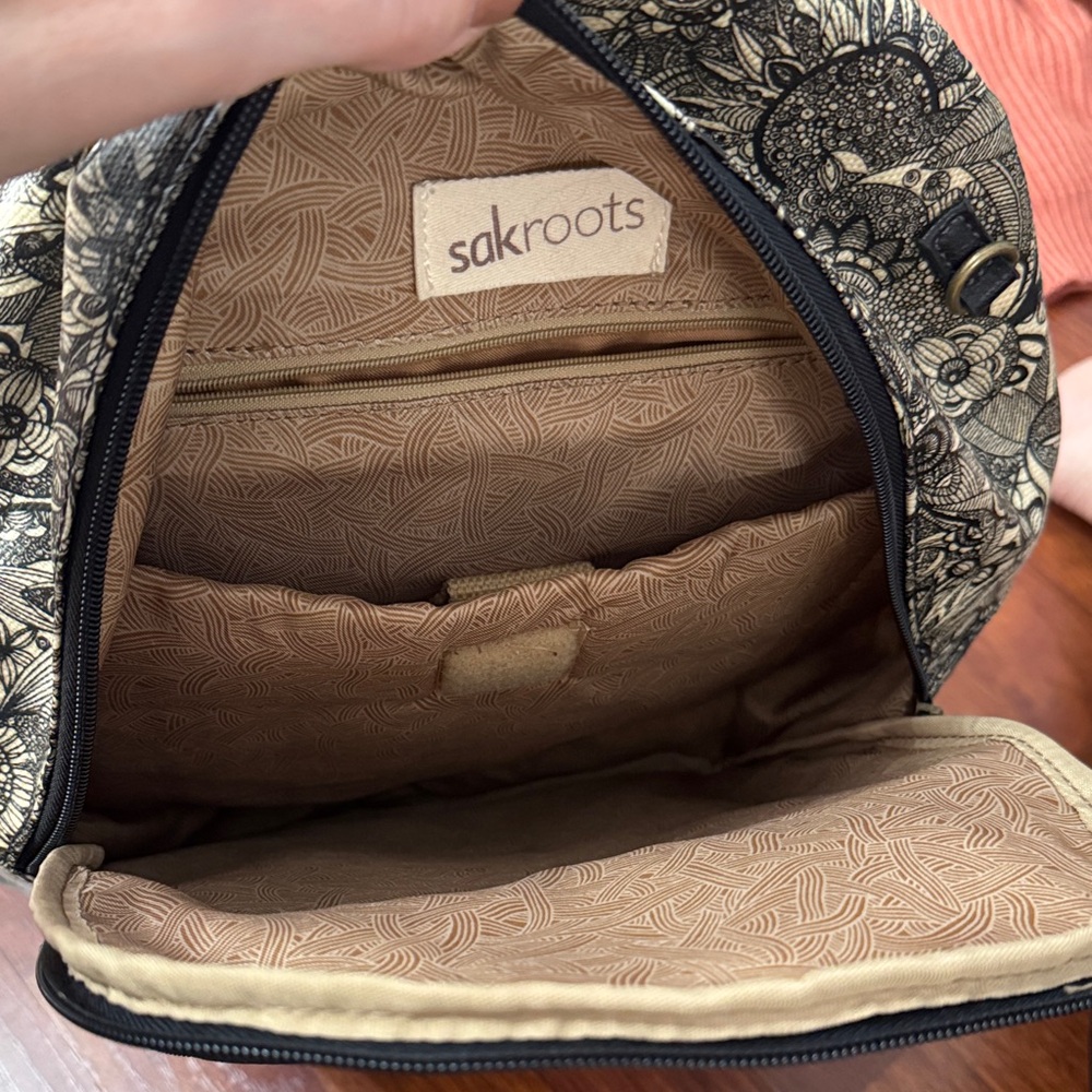 Sakroots Black and Cream Floral Backpack - Picture 3 of 3